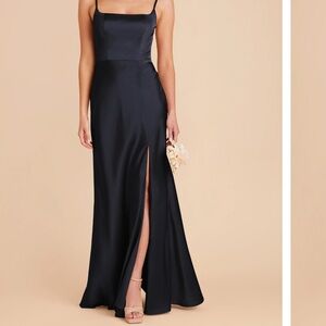 Birdy Grey Mai Satin Bridesmaid Dress Navy Size 8 Formal Wedding Guest Long Gown